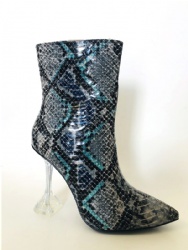 Fashion special heel short boot clear heel boot