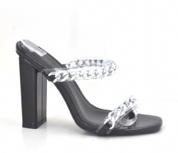 2022 hot fashion block heel sandal with chain upper