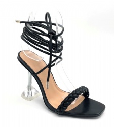 2022 hot fashion clear heel sandal  weave upper with clear heel